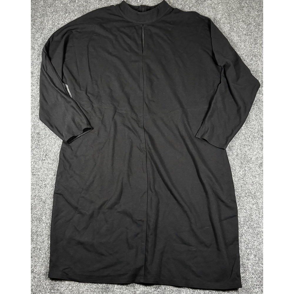 6TH & LN Shift Dress Womens 20 Black Keyhole‎ Mock Neck Long Sleeve New